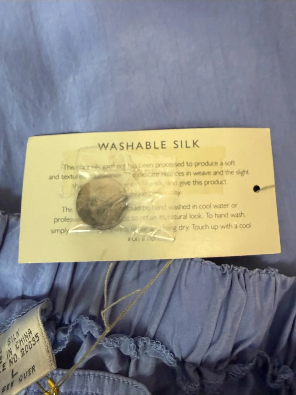 VTG Nordstrom Silk NWT Washable Co-Ord Set Periwinkle Blue Fits Sz S/M Lavender
